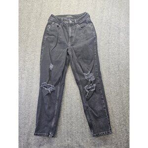 Guess Los Angeles Jeans Womens Size 27 Black Denim Distressed Knees Stretch